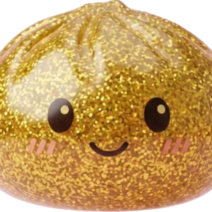 Glitter Dumpling Squishy Guld Deluxe — i klämmet, mjukt slow-rise-skum