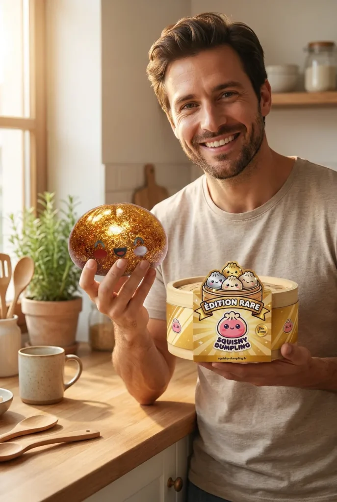 Glitter Dumpling Squishy Gold – Unik Skatt med sin ask