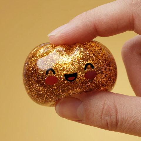 Glitter Dumpling Squishy Gold – Unik Skatt — i klämmet, mjukt slow-rise-skum