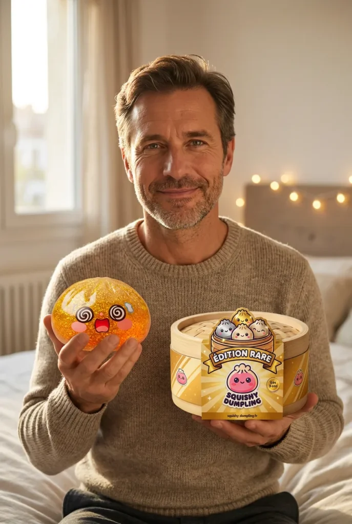 Gold Dumpling Squishy Lycka med sin ask