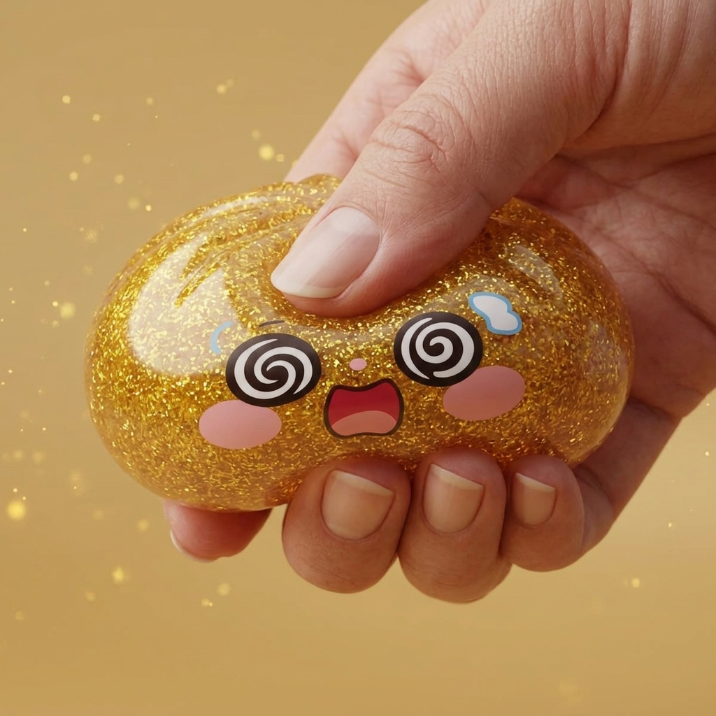 Gold Dumpling Squishy Lycka — slow-rise-effekt, skummet återtar långsamt sin form