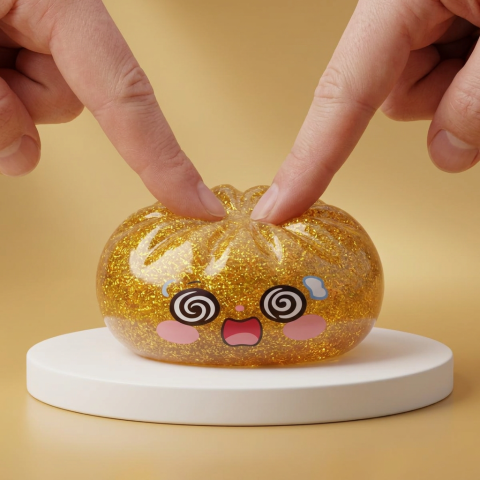 Gold Dumpling Squishy Lycka — i klämmet, mjukt slow-rise-skum