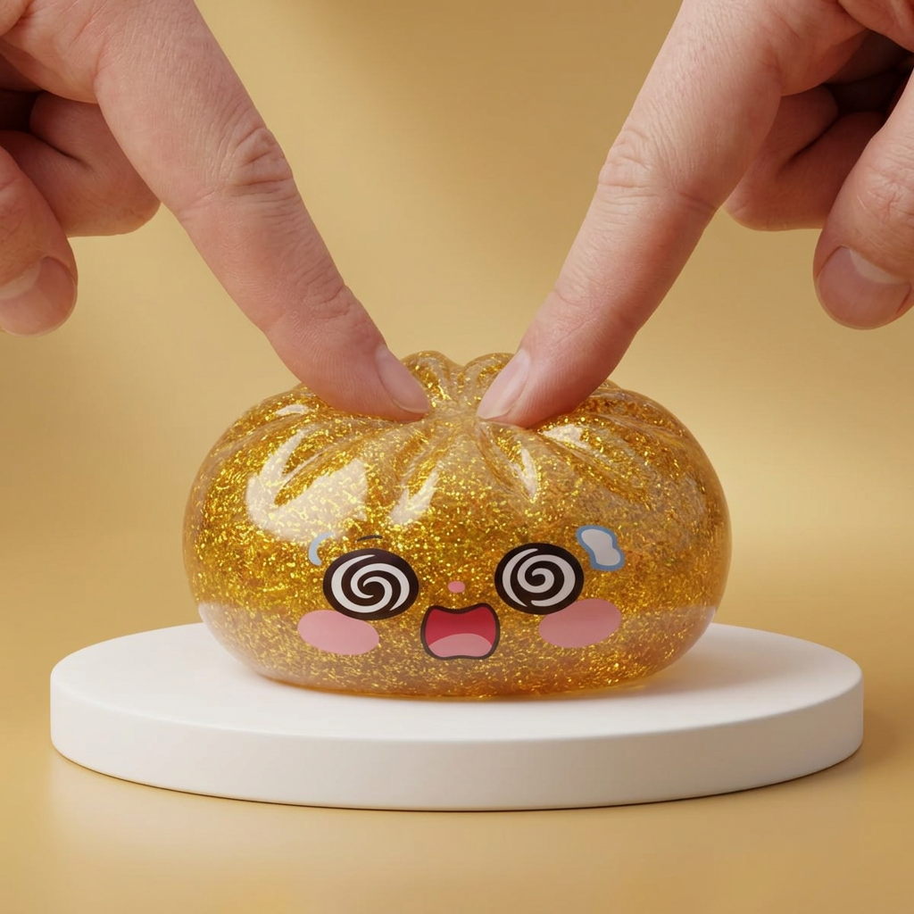 Gold Dumpling Squishy Lycka — i klämmet, mjukt slow-rise-skum