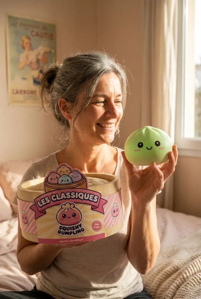 Dumpling Squishy Matcha Grön med sin ask