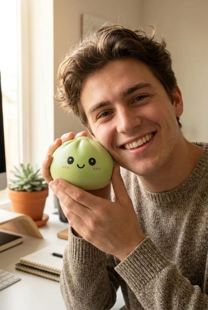 Dumpling Squishy Matcha Grön i vardagen