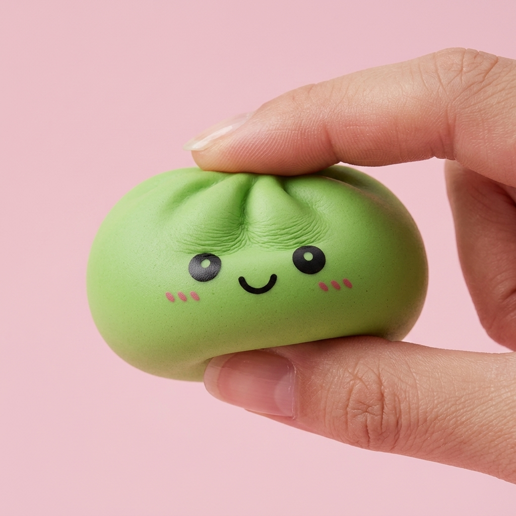 Dumpling Squishy Matcha Grön — i klämmet, mjukt slow-rise-skum