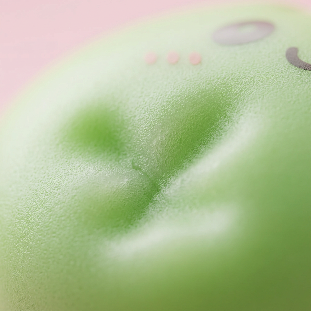 Dumpling Squishy Matcha Grön — närbild på strukturen