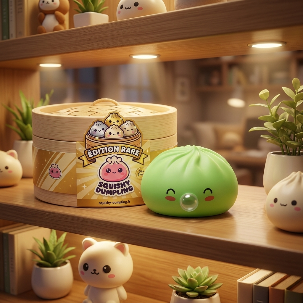 Dumpling Squishy Matcha Grön Rare Blow i sin kawaii-miljö