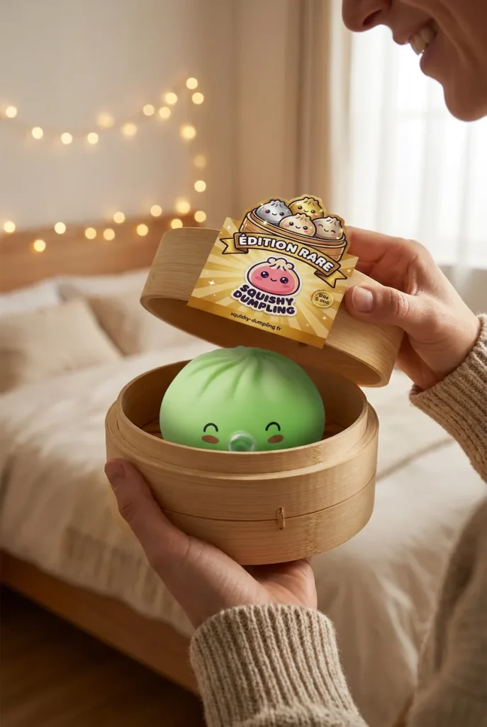 Dumpling Squishy Matcha Grön Rare Blow i unboxing-ögonblicket