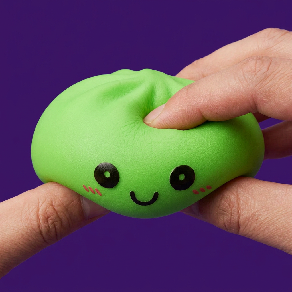 Dumpling Squishy Nattlampa Grön Lysande — slow-rise-effekt, skummet återtar långsamt sin form
