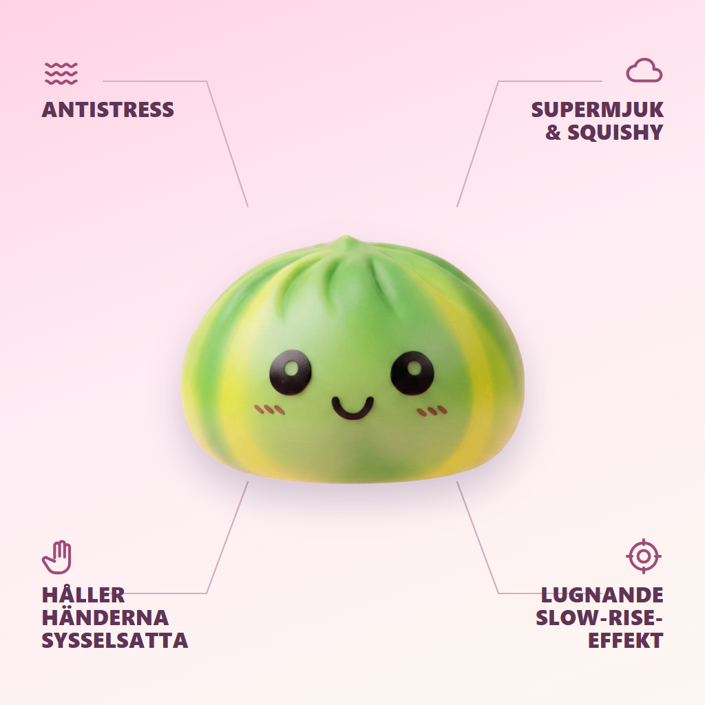 Tie Dye Dumpling Squishy Grön Virvel — dess fördelar