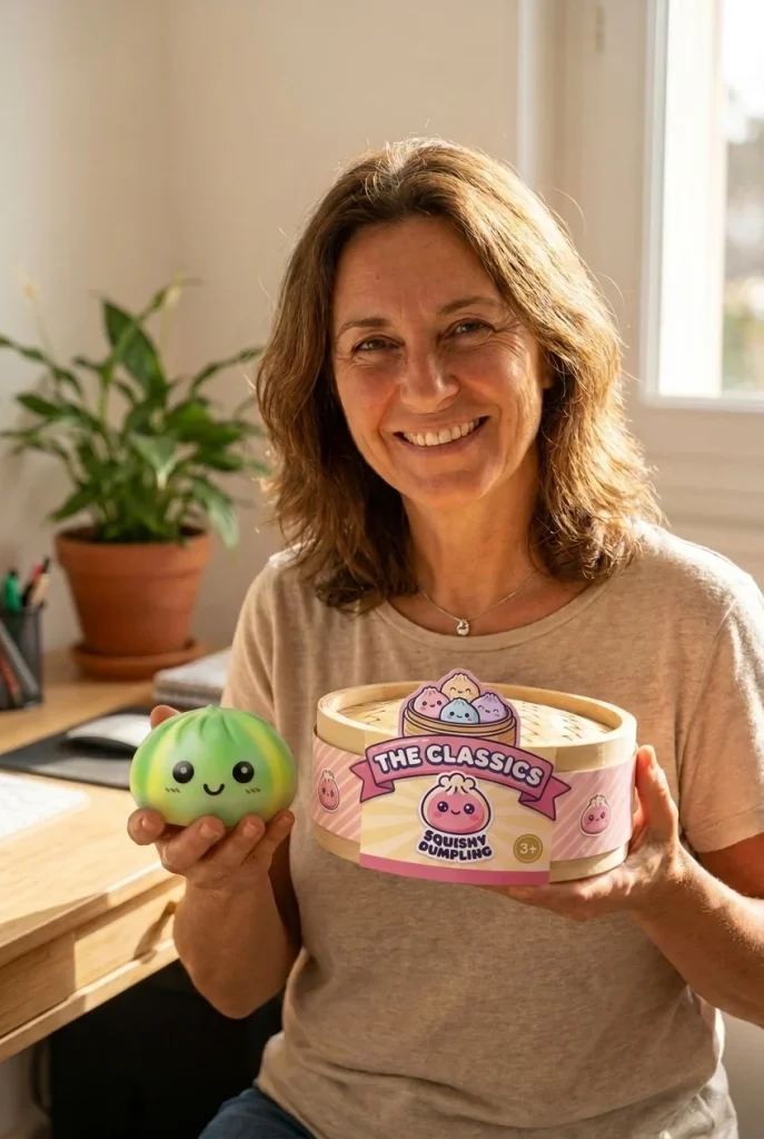 Tie Dye Dumpling Squishy Grön Virvel med sin ask