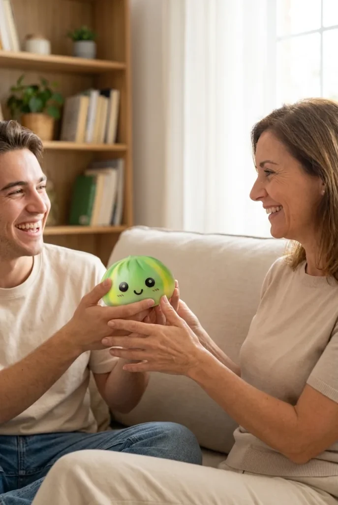 Tie Dye Dumpling Squishy Grön Virvel som presenttips