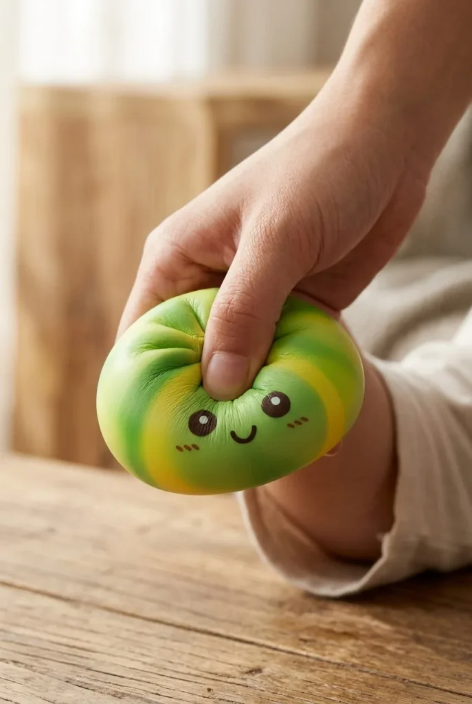 Tie Dye Dumpling Squishy Grön Virvel mitt i klämmet