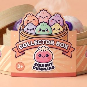 Dumpling Squishy Halloween Set de 5 i sin bambu-ångkorg
