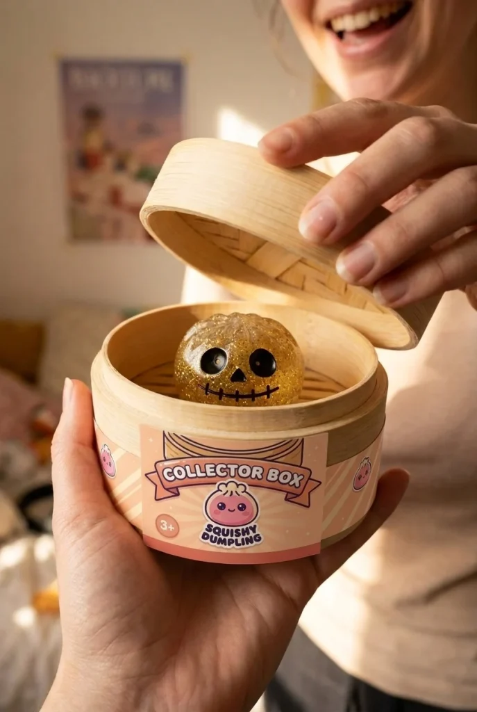 Dumpling Squishy Halloween Set de 5 i unboxing-ögonblicket