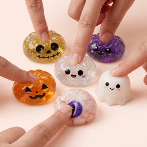 Dumpling Squishy Halloween Set de 5 — i klämmet, mjukt slow-rise-skum