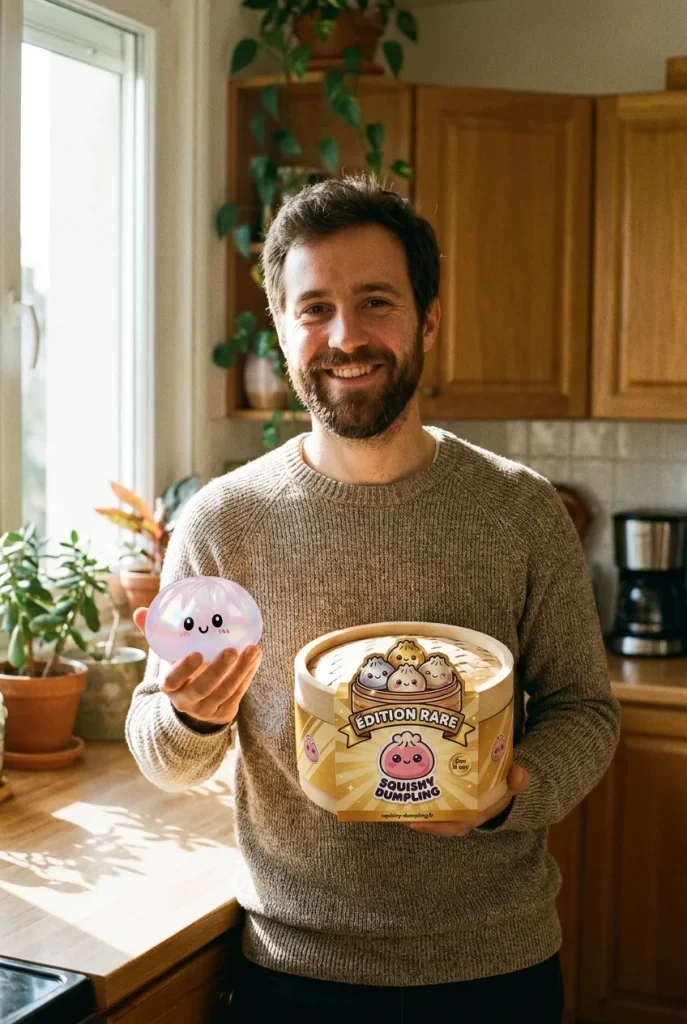 Holographic Dumpling Squishy Regnbågsskimmer med sin ask