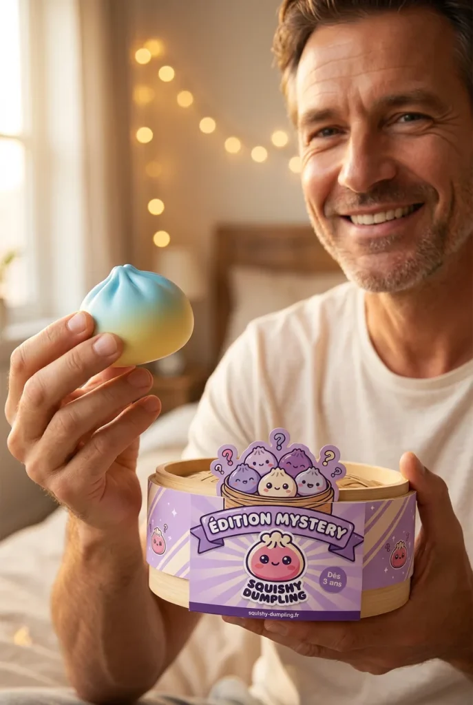Dumpling Squishy Mystery Box 12-pack med sin ask