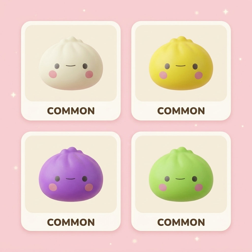 Dumpling Squishy Mystery Box 12-pack — i klämmet, mjukt slow-rise-skum