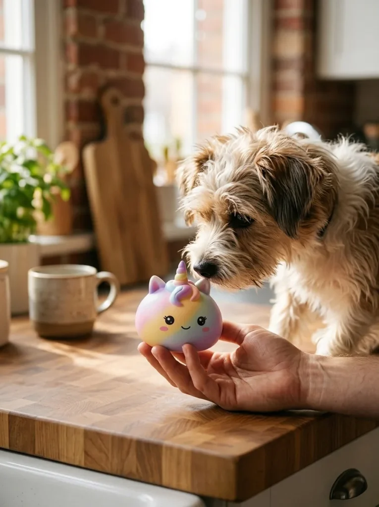 Jumbo Dumpling Squishy Unicorn Regnbåge med en gosedjursvän