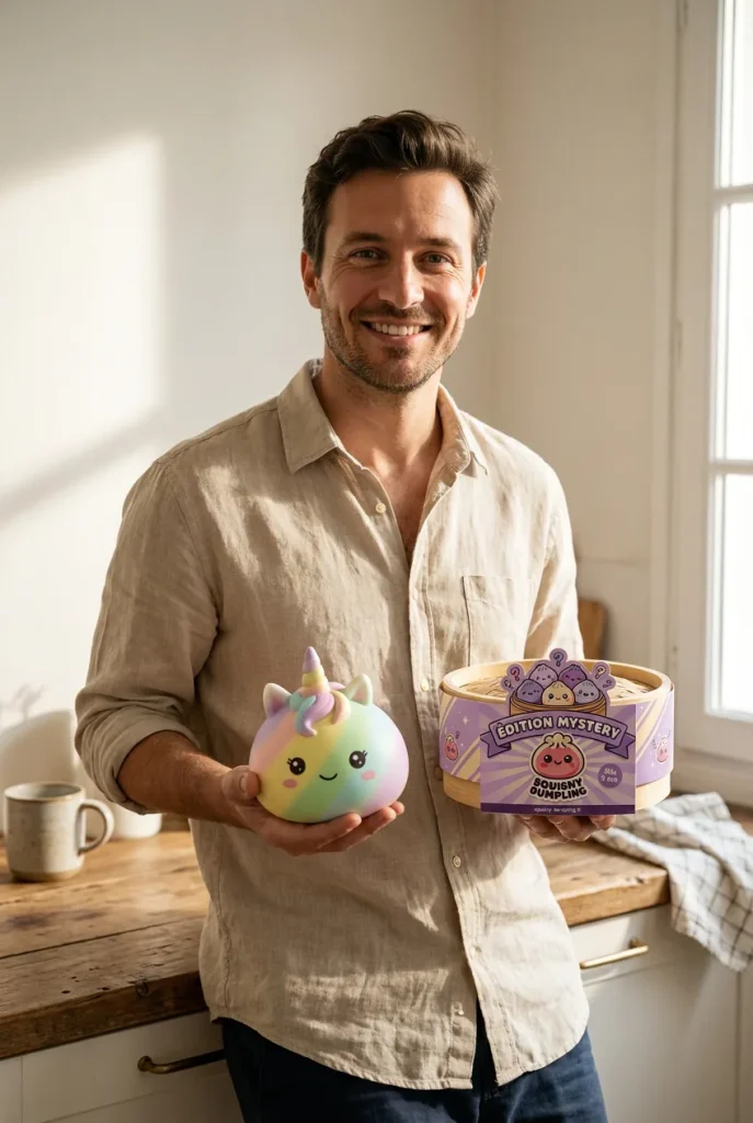 Jumbo Dumpling Squishy Unicorn Regnbåge med sin ask