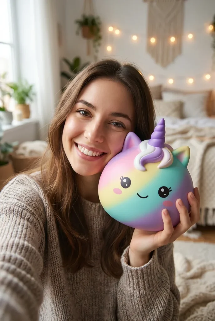 Jumbo Dumpling Squishy Unicorn Regnbåge i vardagen