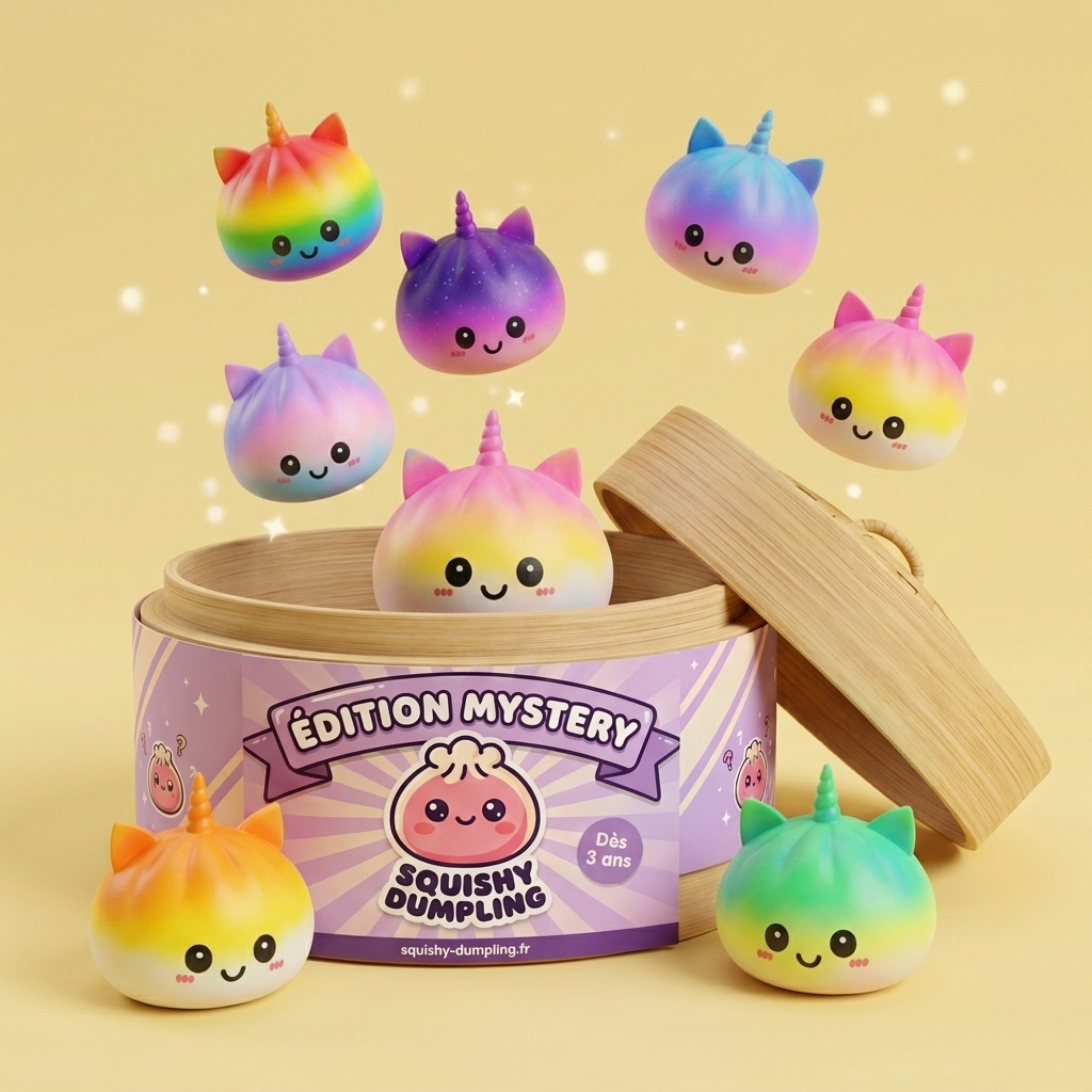 Jumbo Dumpling Squishy Unicorn Regnbåge — i klämmet, mjukt slow-rise-skum
