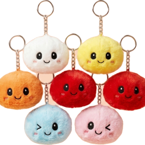 Dumpling Squishy Nyckelring 6-pack Plysch — i klämmet, mjukt slow-rise-skum