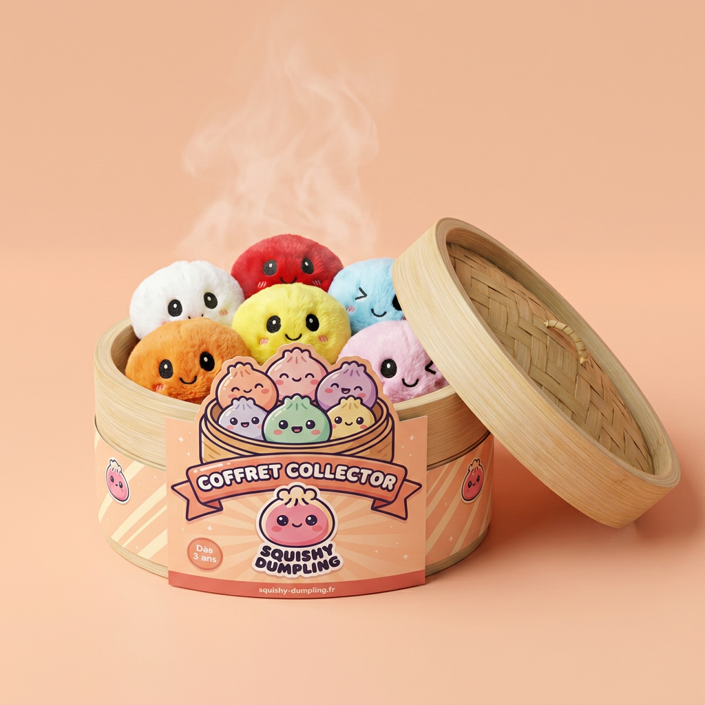 Dumpling Squishy Nyckelring 6-pack Plysch i sin bambu-ångkorg