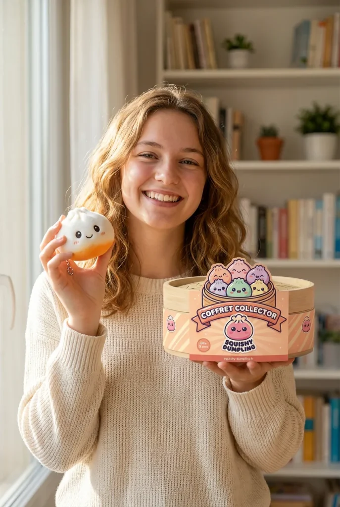 Dumpling Squishy Nyckelring 6-pack Plysch med sin ask