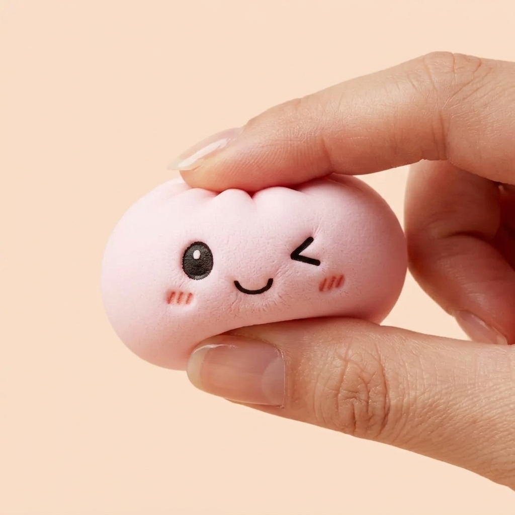 Dumpling Squishy Nyckelring 6-pack Plysch — slow-rise-effekt, skummet återtar långsamt sin form