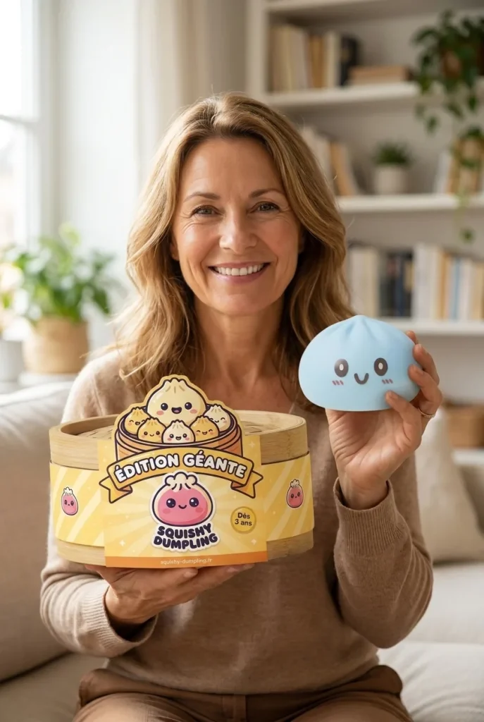 Dumpling Squishy Jumbo Blå med sin ask