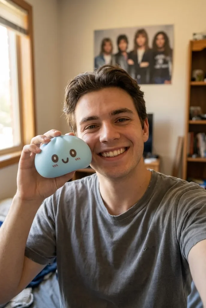 Dumpling Squishy Jumbo Blå i vardagen