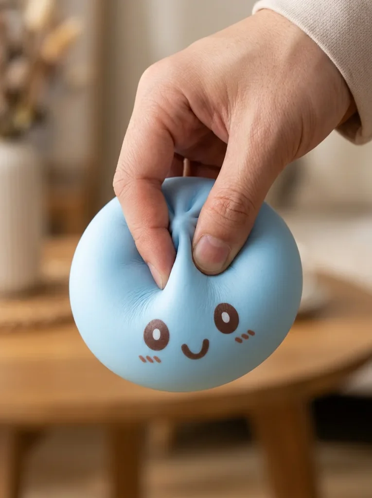 Dumpling Squishy Jumbo Blå mitt i klämmet