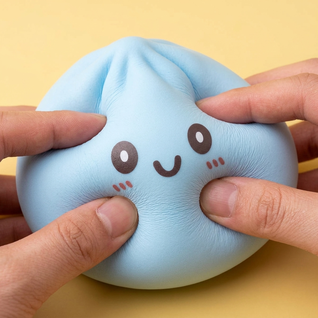 Dumpling Squishy Jumbo Blå — slow-rise-effekt, skummet återtar långsamt sin form