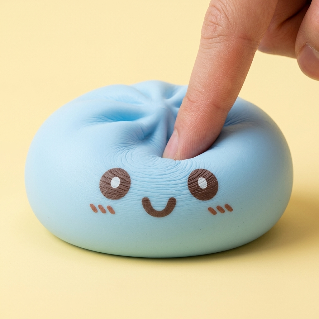 Dumpling Squishy Jumbo Blå — i klämmet, mjukt slow-rise-skum