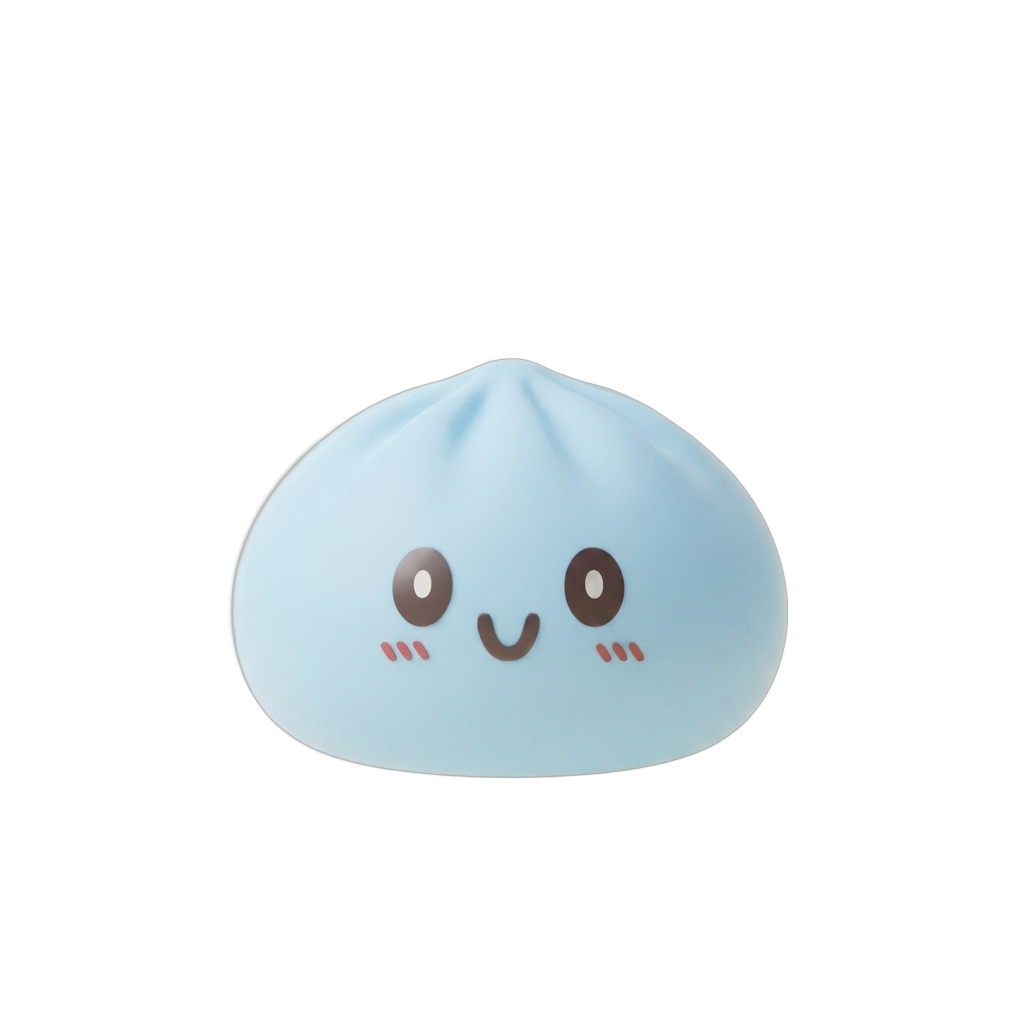 Dumpling Squishy Jumbo Blå — i klämmet, mjukt slow-rise-skum