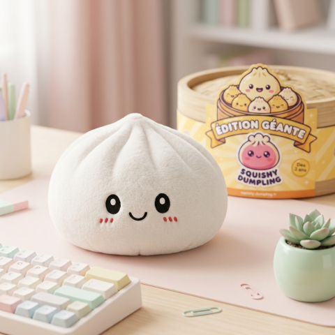 Squishy Dumpling Big Mysig Kramkudde i sin kawaii-miljö