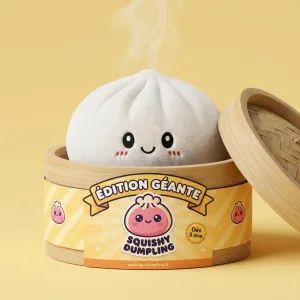 Squishy Dumpling Big Mysig Kramkudde i sin bambu-ångkorg