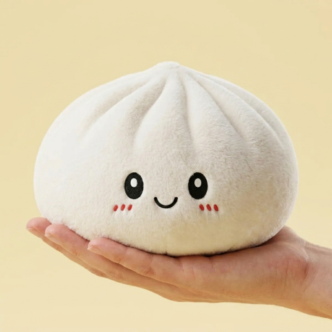 Squishy Dumpling Big Mysig Kramkudde i handen, verklig storlek