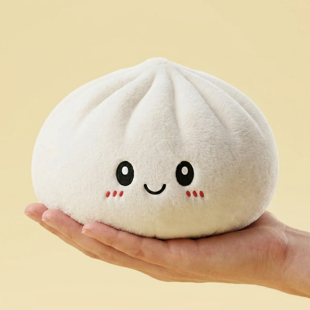 Squishy Dumpling Big Mysig Kramkudde i handen, verklig storlek
