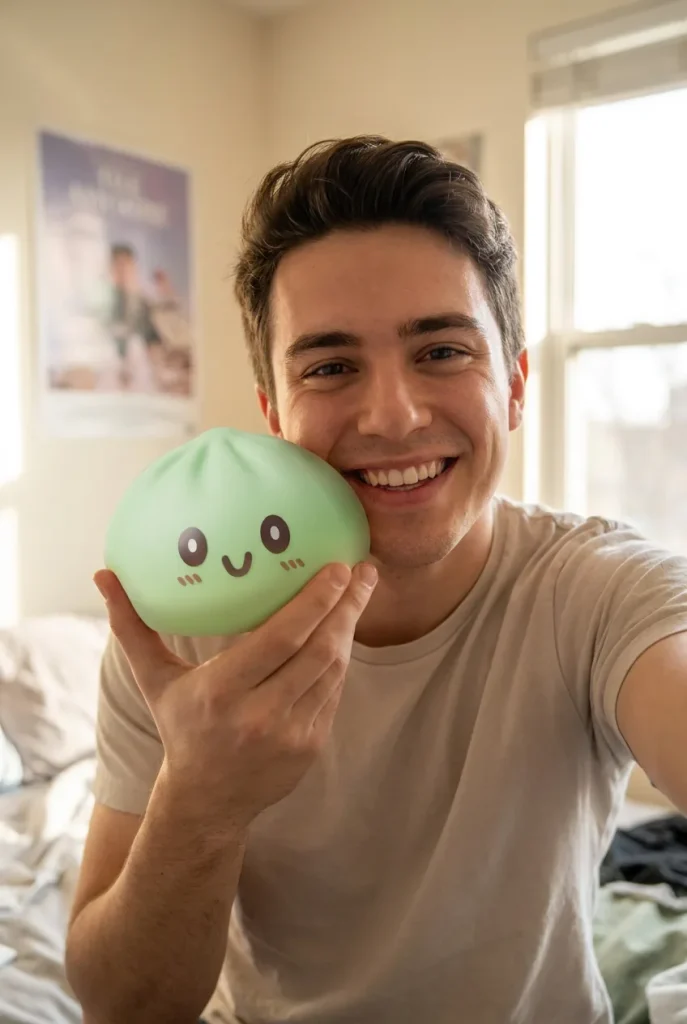Giant Green Dumpling Squishy XXL i vardagen