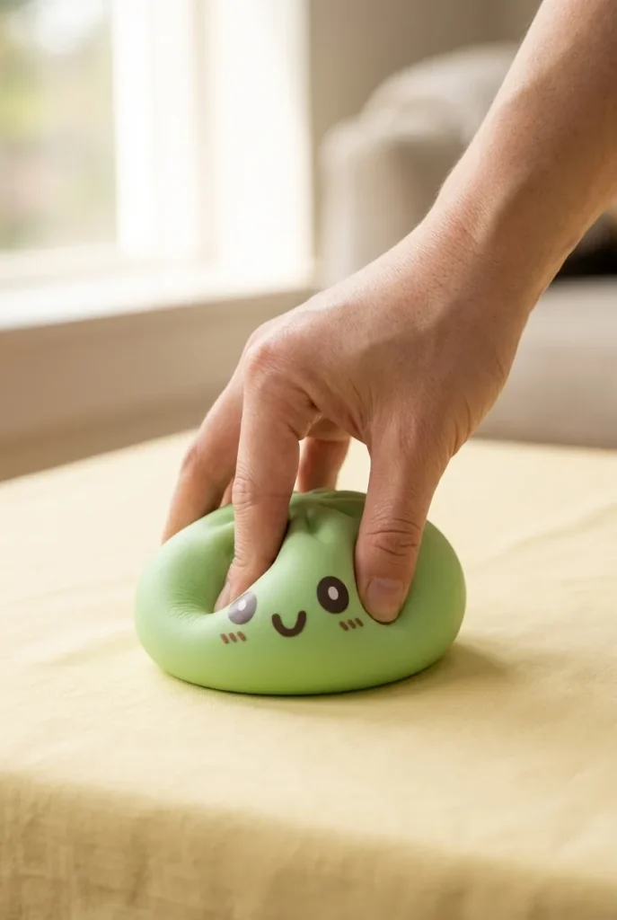 Giant Green Dumpling Squishy XXL mitt i klämmet