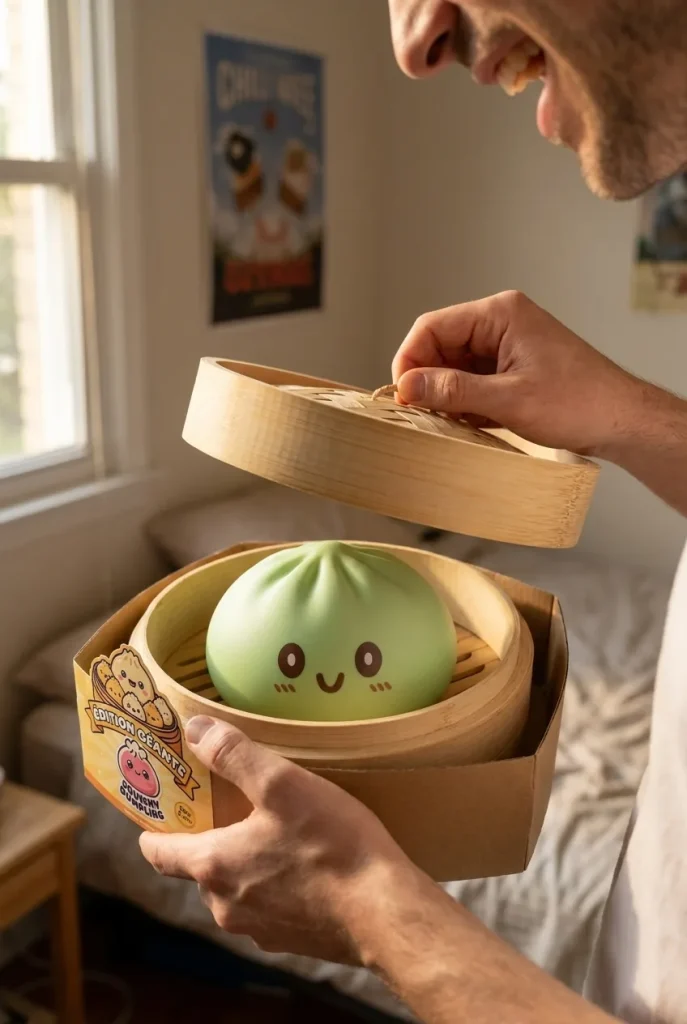 Giant Green Dumpling Squishy XXL i unboxing-ögonblicket