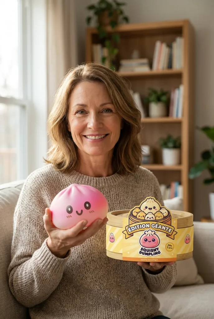 Dumpling Squishy Giant Rosa med sin ask