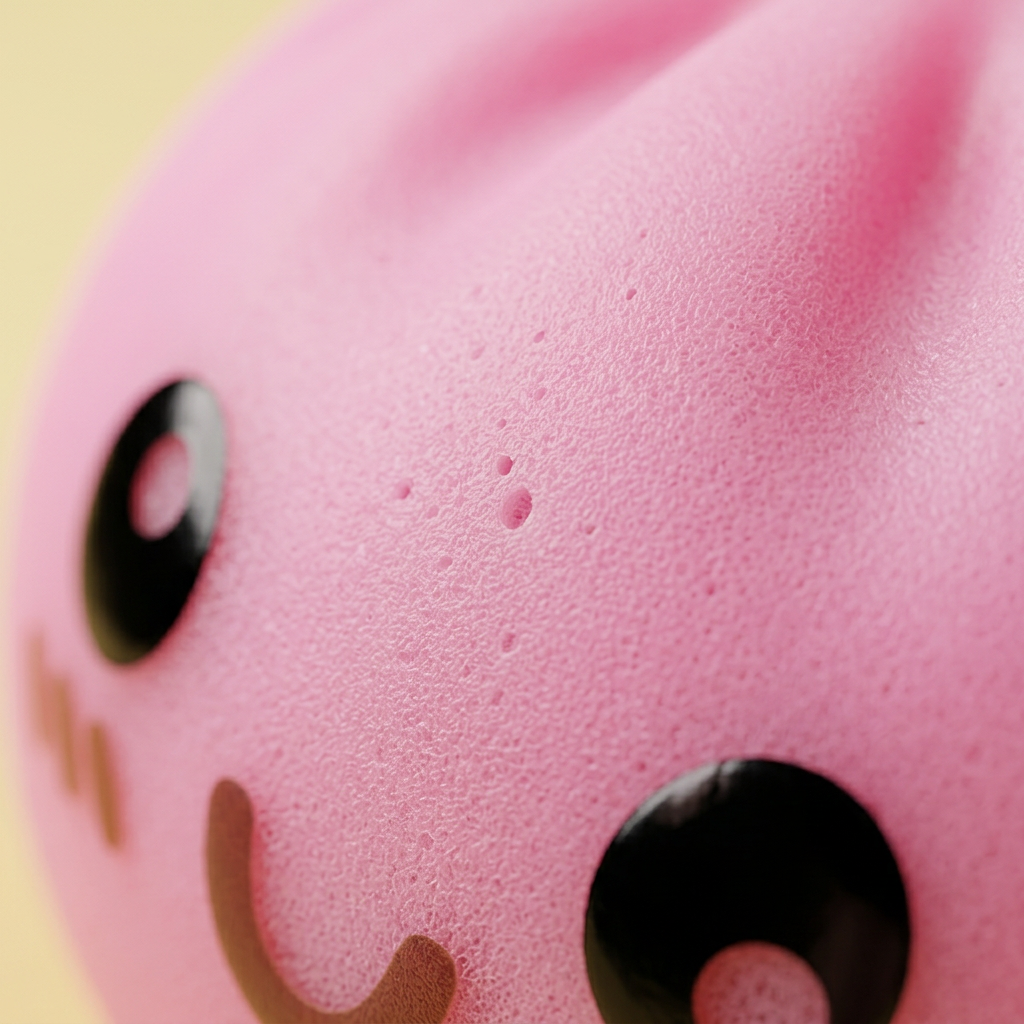 Dumpling Squishy Giant Rosa — närbild på strukturen