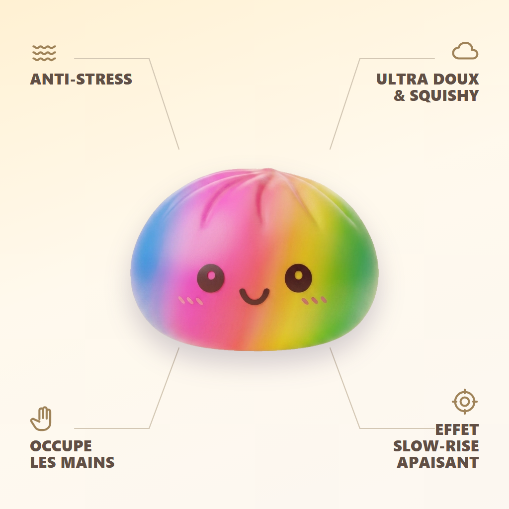 Rainbow Dumpling Squishy XXL — dess fördelar