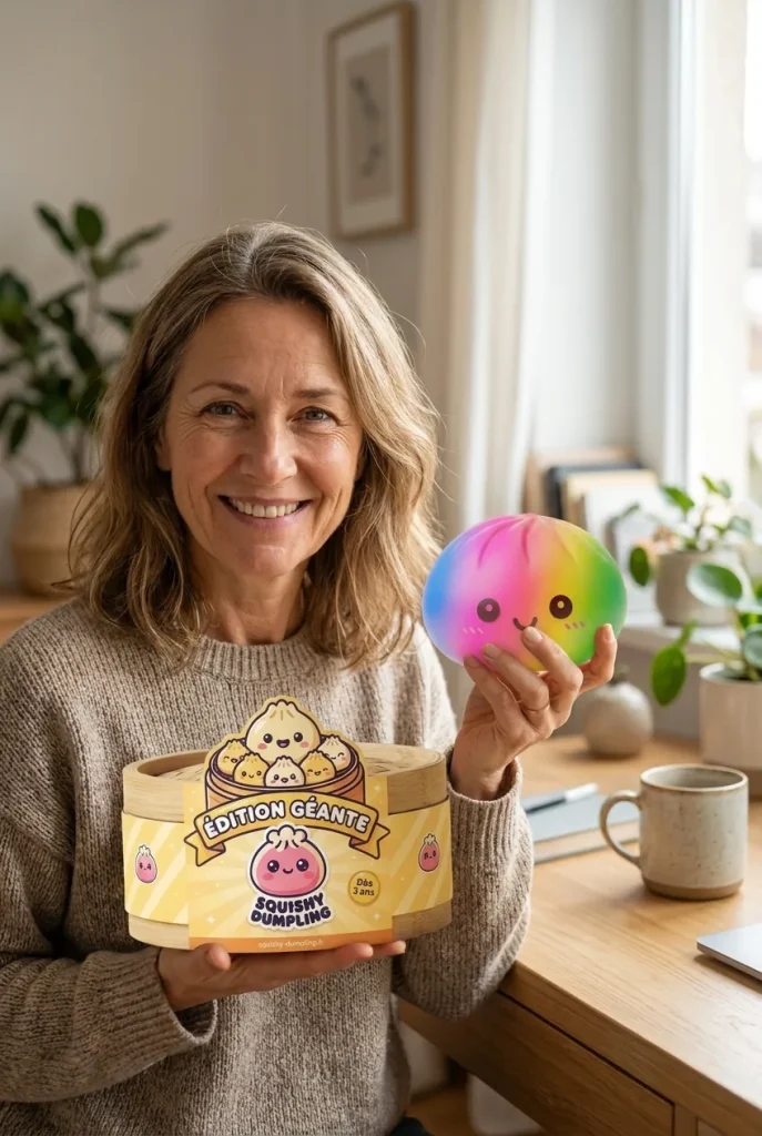 Rainbow Dumpling Squishy XXL med sin ask