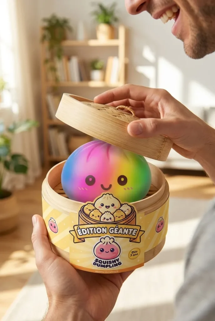 Rainbow Dumpling Squishy XXL i unboxing-ögonblicket